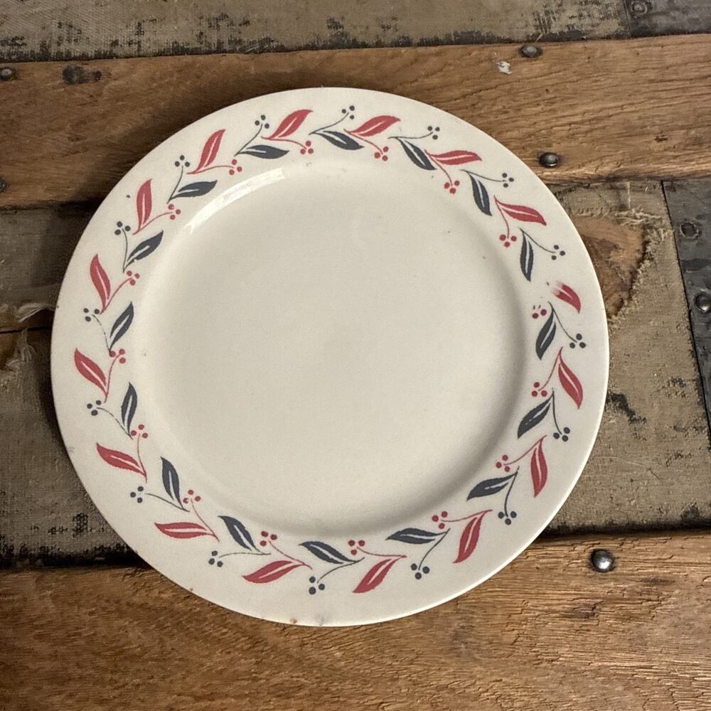 Vintage Homer Laughlin Pink Gray Leaves 6.5” Bread & Butter Plate